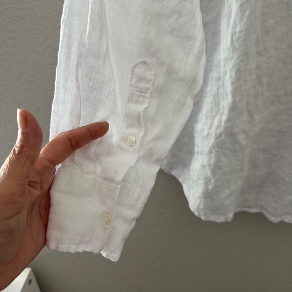 H&M Oversized Button Up Shirt Linen Minimalist White Lightweight Sz M - Picture 12 of 15